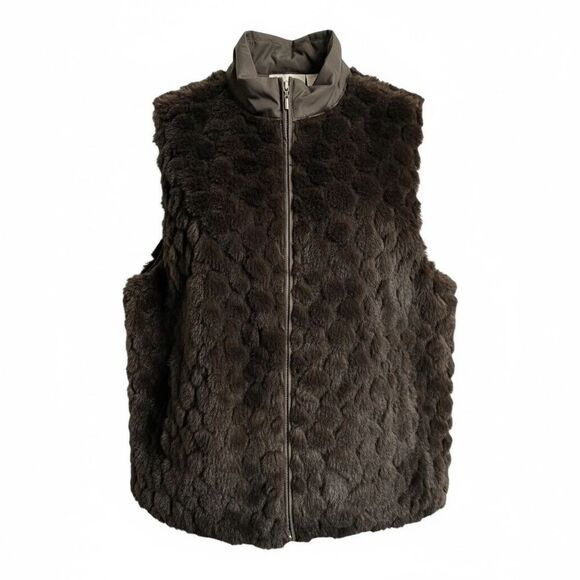 EUC - Chico’s Women’s Brown Faux Fur Vest - Size Large 12/14 - Picture 1 of 7